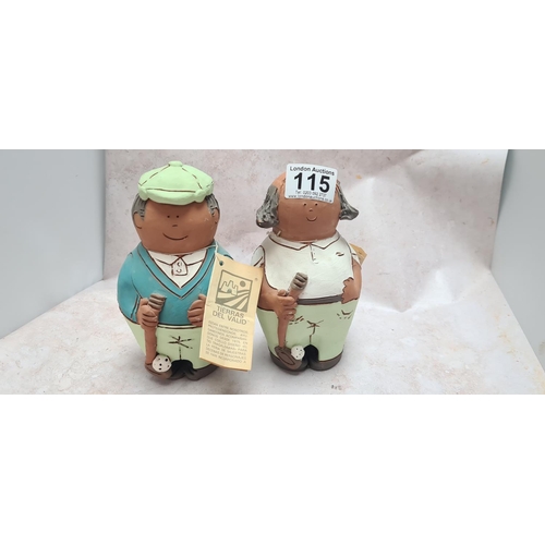 115 - Pair of Novelty Hand Painted Golfer Figurines