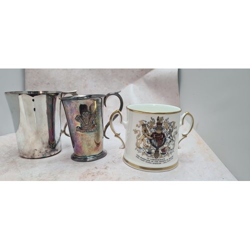 122 - 2 Silver Plated Goblets and a Royal Staffordshire Diana Love Cup