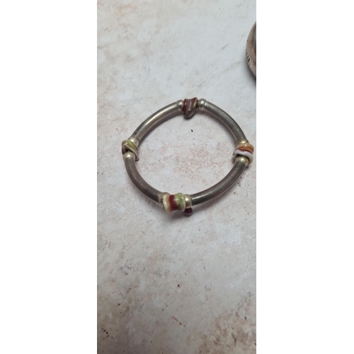 127 - Sterling Silver Bangle and a Silver Bracelet (59.5g)