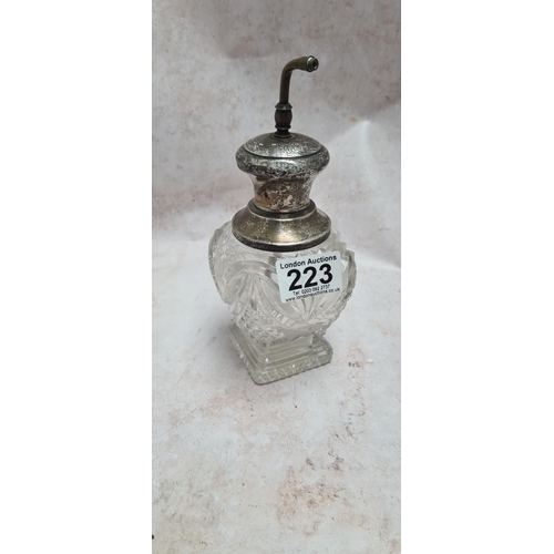 223 - Antique Silver Top Crystal Perfume Atomiser