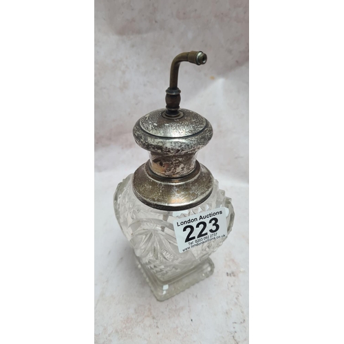 223 - Antique Silver Top Crystal Perfume Atomiser