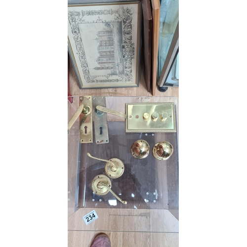 238 - Good Lot of Vintage Brass Door Handles, Light Switches etc