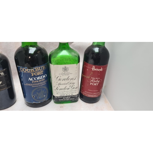 36 - 4 Vintage Bottles Including Harrods Port & Cockburns Port