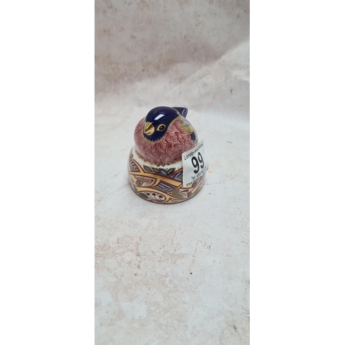 99 - Royal Crown Derby Gold Stopper Paperweight-Nesting Bullfinch