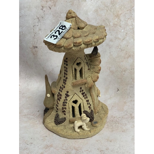 328 - Kegworth Pottery Toadstool House & 1 Other