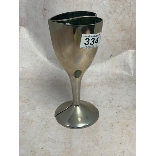 334 - Pair of Unusual White Metal Goblets