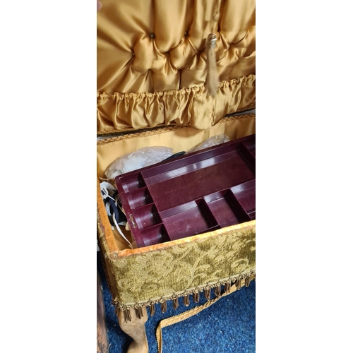 621 - Vintage Sewing Box on Tapered Legs