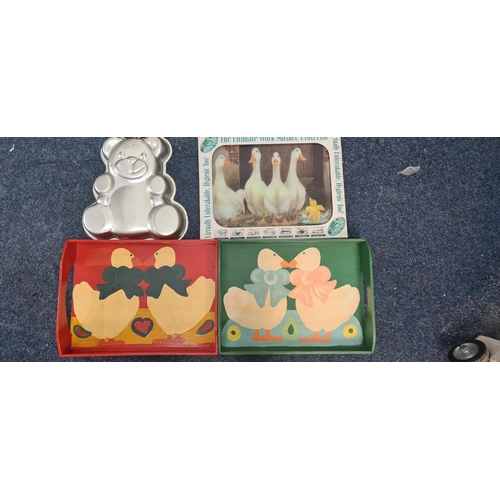 182 - Good Lot of Hand Painted Trays and other Misc. Kitchen Items