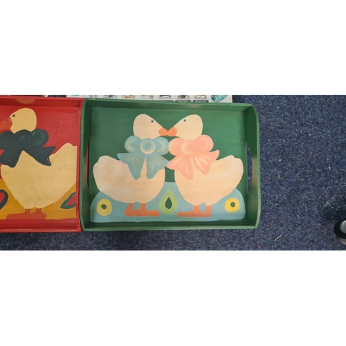 182 - Good Lot of Hand Painted Trays and other Misc. Kitchen Items