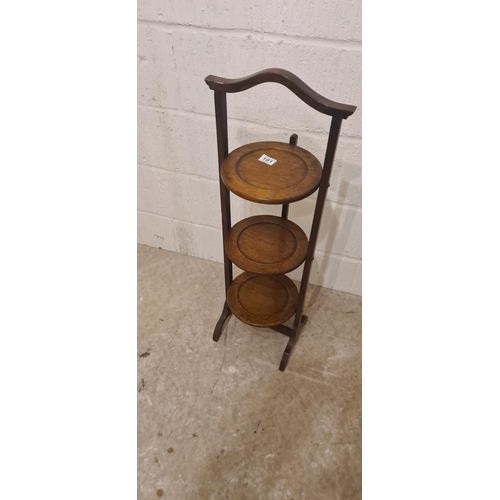 191 - Folding Oak Cake Stand