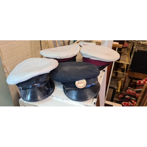 639 - 4 Vintage Peaked Services Hats