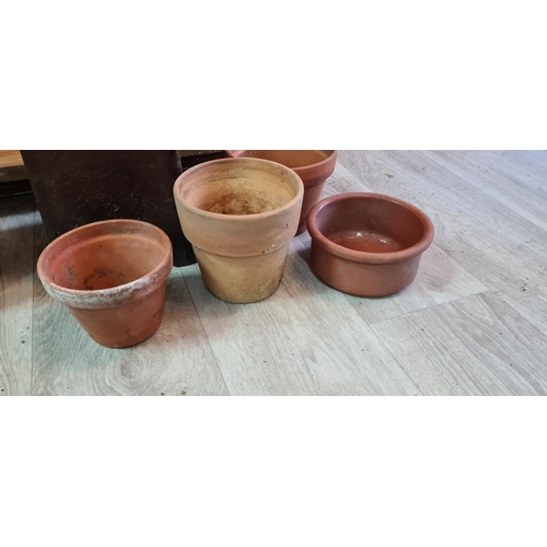 644 - Lot of Plant Pots including One Antique Wooden Planter