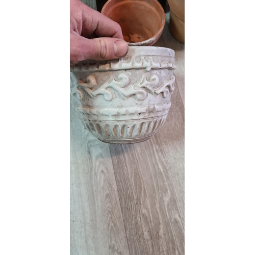 644 - Lot of Plant Pots including One Antique Wooden Planter