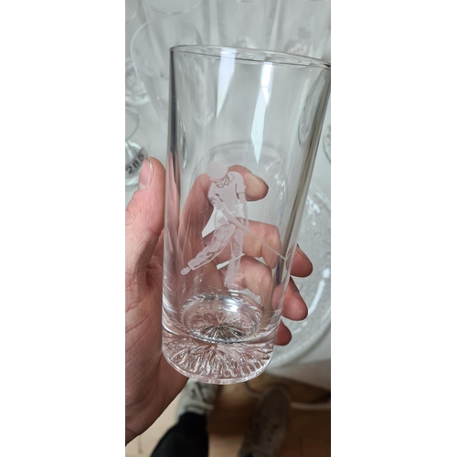 285 - Very Good Quality Lot of Golf Themed Crystal Glasses etc