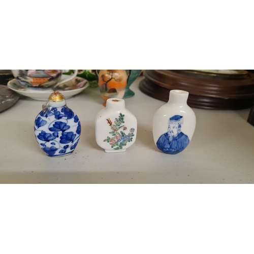 1004 - Group of 3 Chinese Snuff Bottles (1 with Stopper)