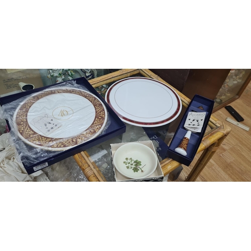 417 - 1 Boxed and 1 Unboxed Royal Worcester Cake Plates, a Boxed RW Cake Slice and a small Boxed Poole Pot... 