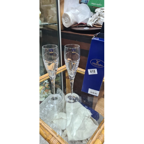 418 - Pair of New and Boxed Gleneagles Crystal Fantasia 200ml Flutes