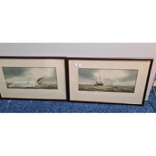 7 - Pair of Framed Victorian Watercolour Seascapes. Charles H Lewis (1830-1892) 1879 (54cm x 34cm.)