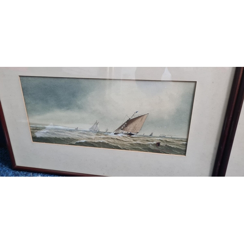 7 - Pair of Framed Victorian Watercolour Seascapes. Charles H Lewis (1830-1892) 1879 (54cm x 34cm.)