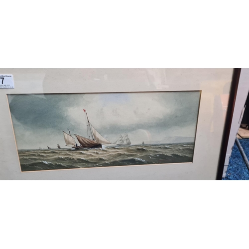 7 - Pair of Framed Victorian Watercolour Seascapes. Charles H Lewis (1830-1892) 1879 (54cm x 34cm.)