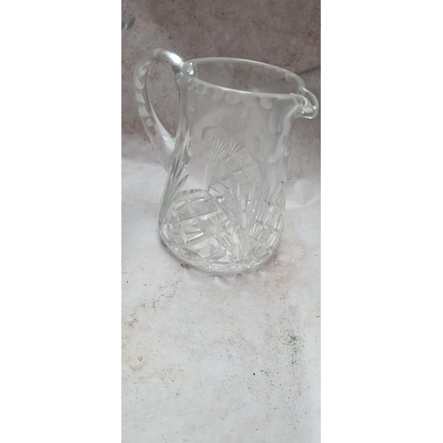 266 - Heavy Good Quality Crystal Water Jug & a Crystal Vase
