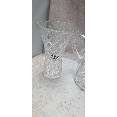 266 - Heavy Good Quality Crystal Water Jug & a Crystal Vase