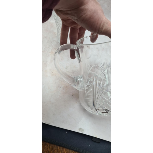 266 - Heavy Good Quality Crystal Water Jug & a Crystal Vase