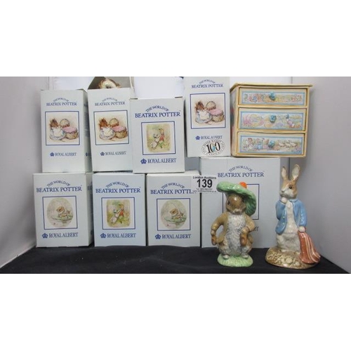 139 - Good Lot of Royal Albert Beatrix Potter Figurines, Some Boxed