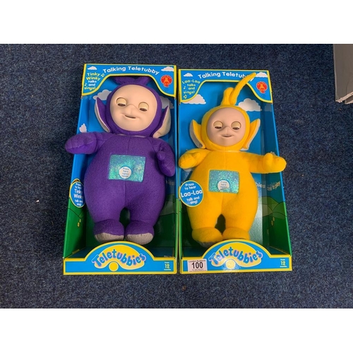 100 - New and Packaged Original Talking Teletubbies Tinky Winky & Laa Laa