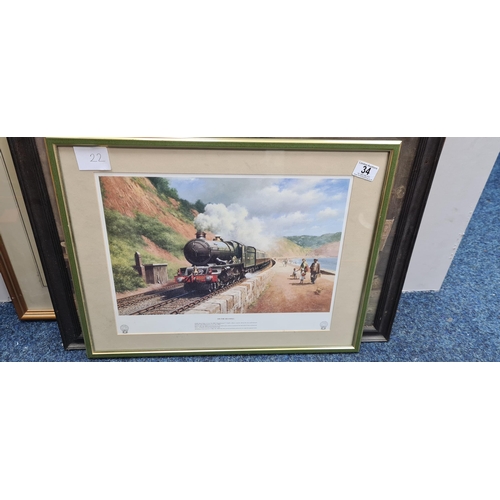 34 - Great Western Railway Print On the Sea Wall 55cm x 43cm