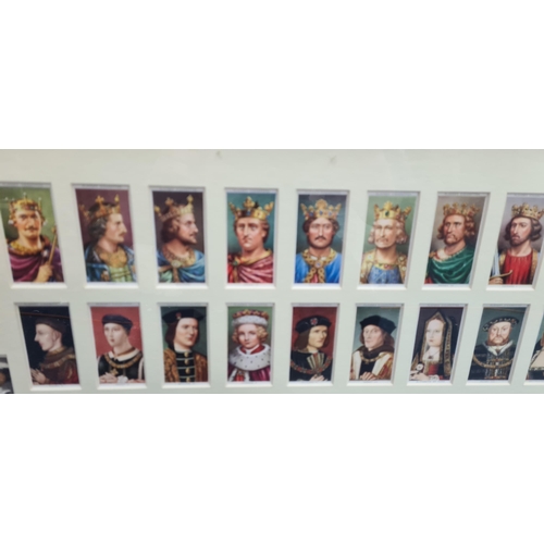 36 - Framed Complete Set of 1935 John Players Kings and Queens Cigarette Cards 73cm x 45cm