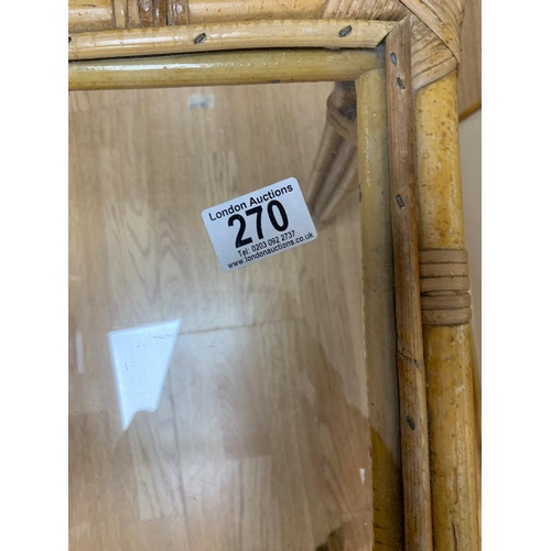 270 - Vintage Rattan and Glass Side Table