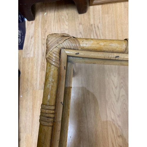 270 - Vintage Rattan and Glass Side Table