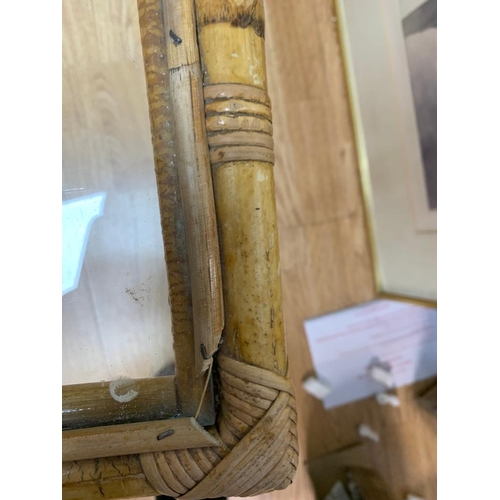 270 - Vintage Rattan and Glass Side Table