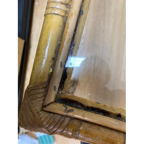 270 - Vintage Rattan and Glass Side Table