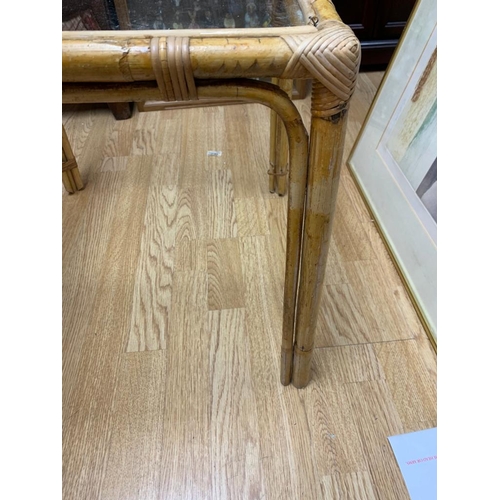 270 - Vintage Rattan and Glass Side Table