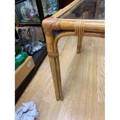 270 - Vintage Rattan and Glass Side Table