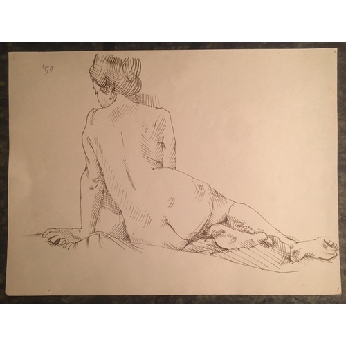 57 - Attributed to Peter Samuelson (1912-1996) Study of a Naked Lady Pen on paper. Unframed. 23cm x 17.5c... 