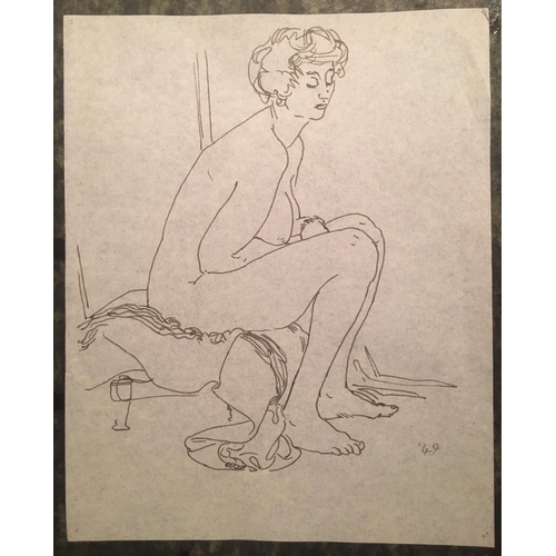 59 - Attributed to Peter Samuelson (1912-1996) Study of a Naked Lady Pen on paper. Unframed. 20.5cm x 16/... 