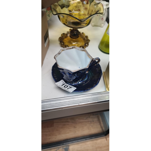 107 - Cobalt Blue Ironstone Cup & Saucer