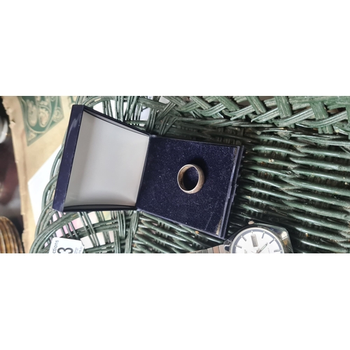 263 - Mixed Lot Containing Old Badges, old £2 coin, silver ring, silver keyring, Citizen Watch Working, a ... 