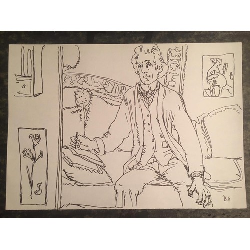 55 - Attributed to Peter Samuelson (1912-1996) Self Portrait Pen on paper. Unframed. A4. Unsigned Dated 1... 