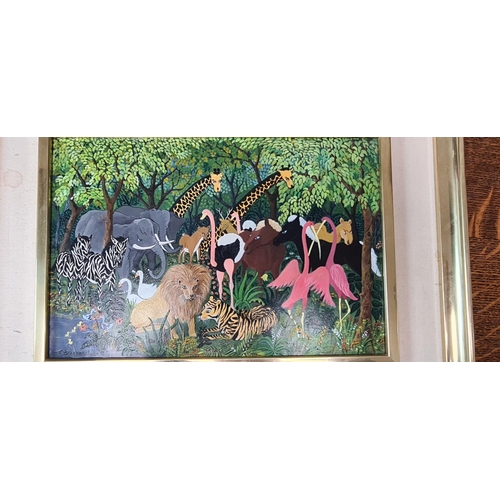 45 - Oil on Board by 20th Century Dutch Artist F.Breebaart-Safari Scene 46cm x 36cm