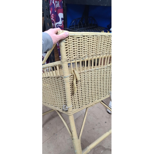 877 - Vintage Yellow Wicker Cot