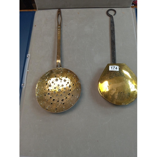 174 - An Old Brass Strainer and a Warming Pan