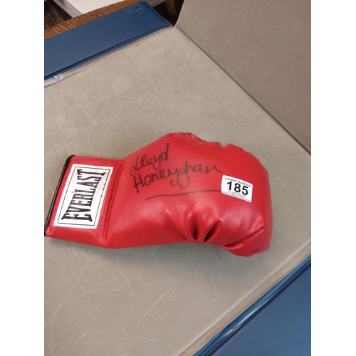 185 - Boxing Glove Signed by Lloyd Honeyghan