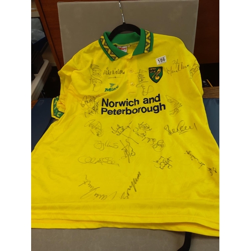 186 - Signed Norwich City Football Shirt from 1994/95 Season