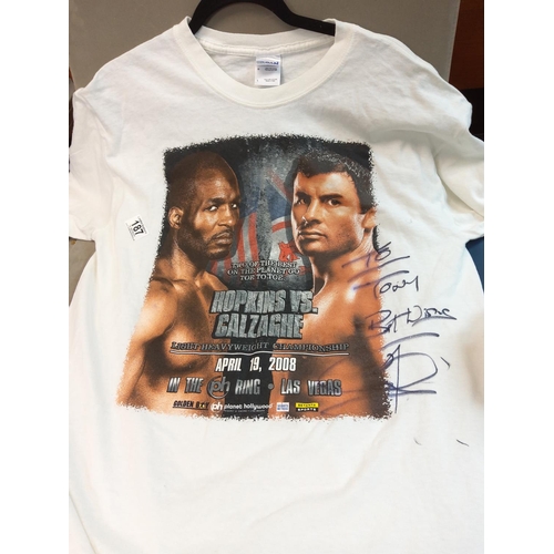 187 - Bernard Hopkins vs. Joe Calzaghe Signed T Shirt