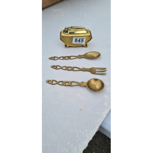 845 - Lot of Brass Items including a lighter