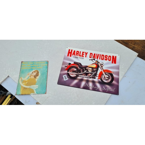 846 - Lot of Modern Signs incl. Harley Davidson